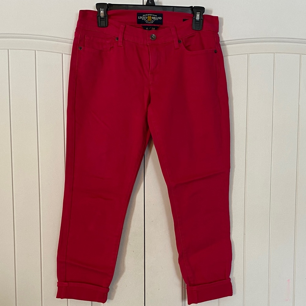 Lucky Brand Pink Zoe Straight Crop Jeans